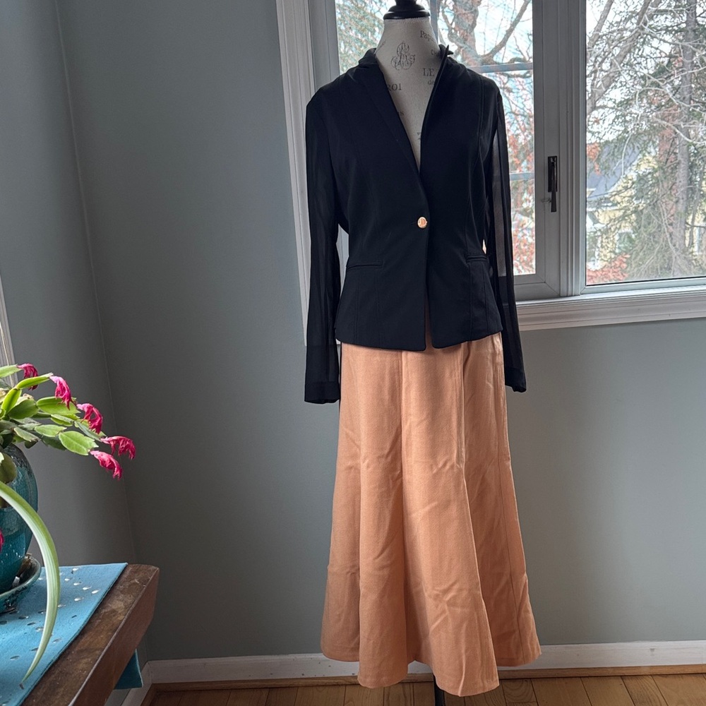 METROSTYLE‎ vintage 90’s camel wool trumpet midi long skirt EVC size